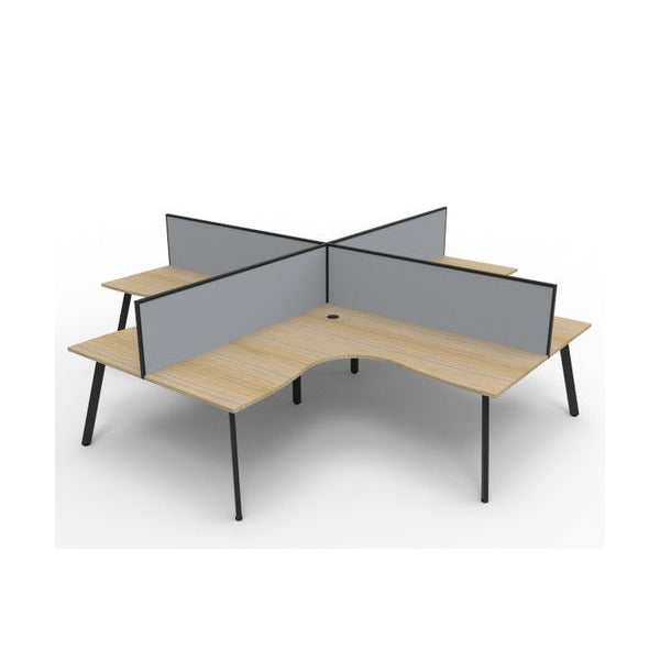 Rapidline Eternity Leg Corner Workstation 1800 x 1800 x 750mm with Screen Natural Oak / Black Satin