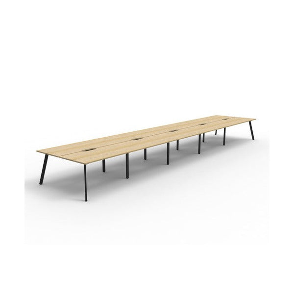 Rapidline Eternity Back to Back 10 Person Workstation 1200 x 750mm Natural Oak / Black Satin