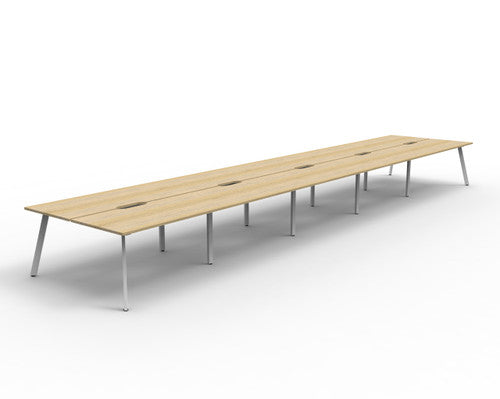 Rapidline Eternity Back to Back 10 Person Workstation 1500 x 750mm Natural Oak / White Satin