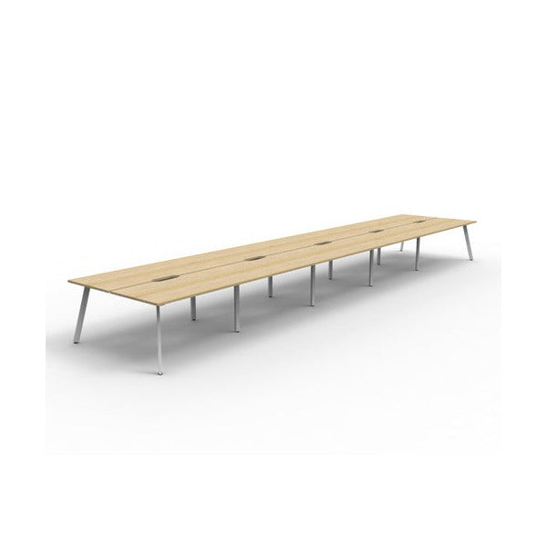Rapidline Eternity Back to Back 10 Person Workstation 1500 x 750mm Natural Oak / White Satin