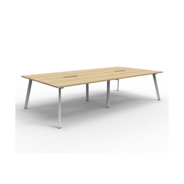 Rapidline Eternity Back to Back 4 Person Workstation 1200 x 750mm Natural Oak / White Satin