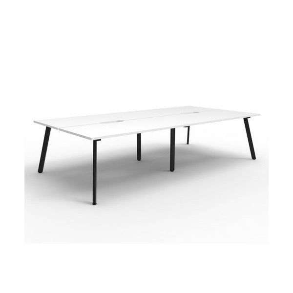 Rapidline Eternity Back to Back 4 Person Workstation 1200 x 750mm Natural White / Black Satin