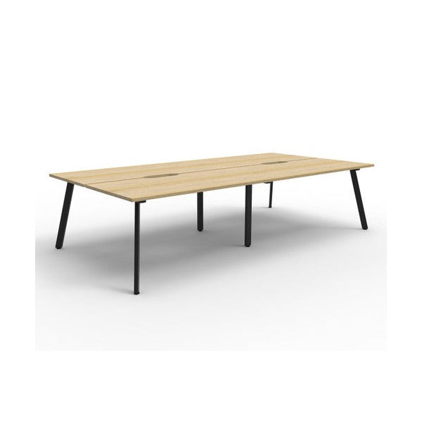 Rapidline Eternity Back to Back 4 Person Workstation 1500 x 750mm Natural Oak / Black Satin