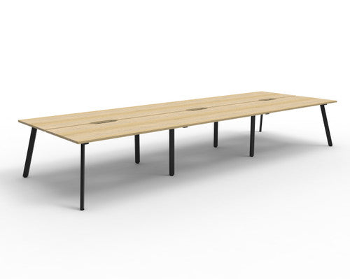 Rapidline Eternity Back to Back 6 Person Workstation 1500 x 750mm Natural Oak / Black Satin