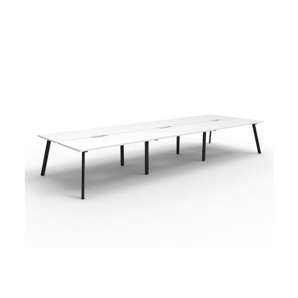 Rapidline Eternity Back to Back 6 Person Workstation 1800 x 750mm Natural White / Black Satin