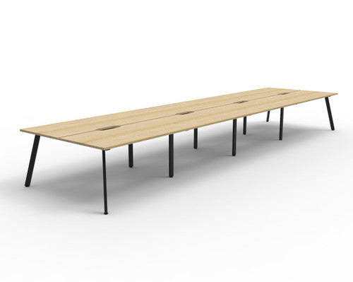 Rapidline Eternity Back to Back 8 Person Workstation 1500 x 750mm Natural Oak / Black Satin