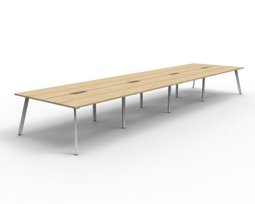 Rapidline Eternity Back to Back 8 Person Workstation 1800 x 750mm Natural Oak / White Satin