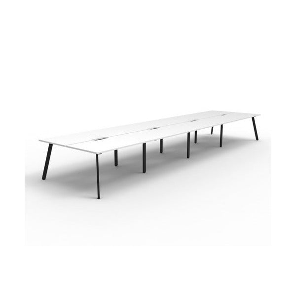 Rapidline Eternity Back to Back 8 Person Workstation 1800 x 750mm Natural White / Black Satin