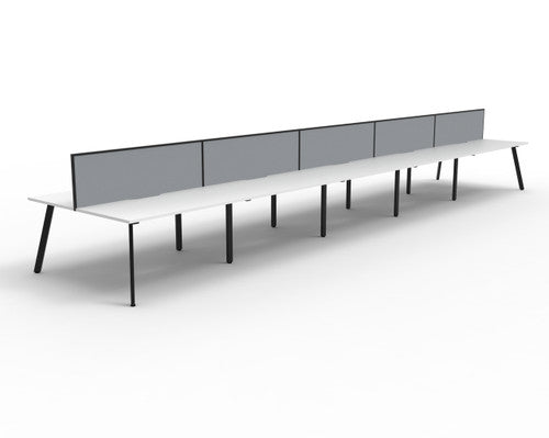 Rapidline Eternity Back to Back 10 Person Workstation 1500 x 750mm with Screen Natural White / Black Satin