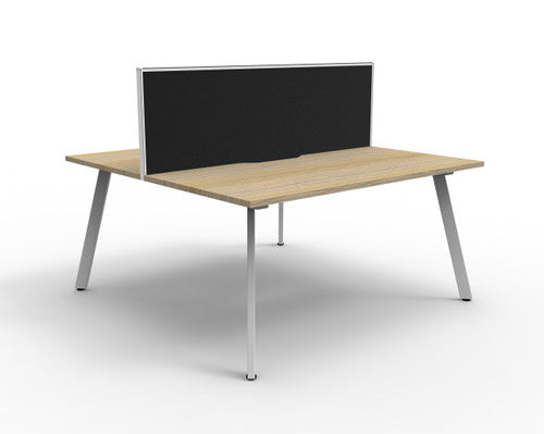 Rapidline Eternity Back to Back 2 Person Workstation 1500 x 750mm with Screen Natural Oak / White Satin