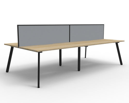 Rapidline Eternity Back to Back 4 Person Workstation 1200 x 750mm with Screen Natural Oak / Black Satin