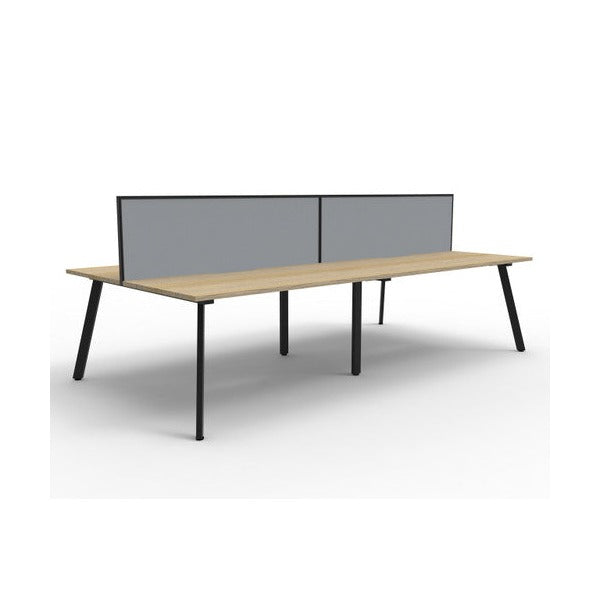 Rapidline Eternity Back to Back 4 Person Workstation 1800 x 750mm with Screen Natural Oak / Black Satin