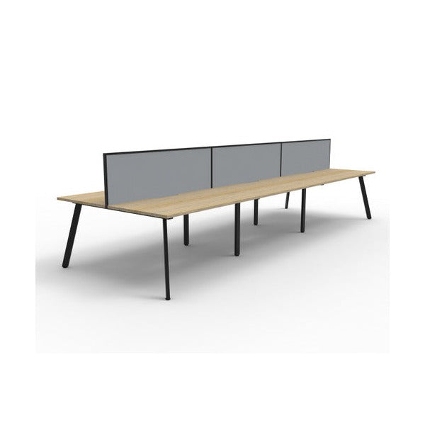 Rapidline Eternity Back to Back 6 Person Workstation 1200 x 750mm with Screen Natural Oak / Black Satin
