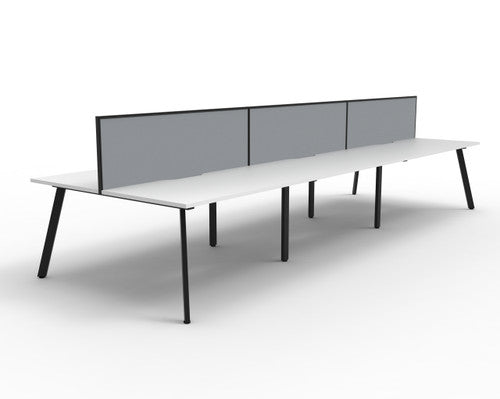 Rapidline Eternity Back to Back 6 Person Workstation 1500 x 750mm with Screen Natural White / Black Satin
