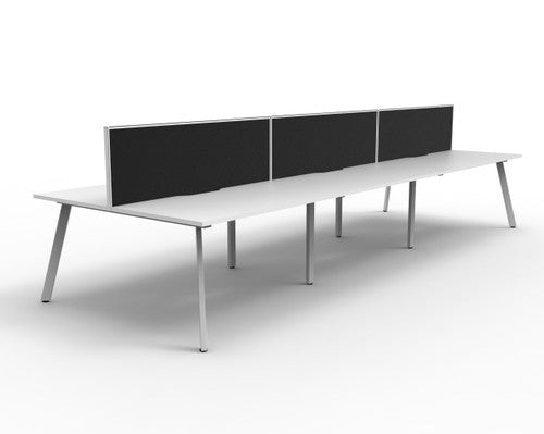 Rapidline Eternity Back to Back 6 Person Workstation 1800 x 750mm with Screen Natural White / White Satin