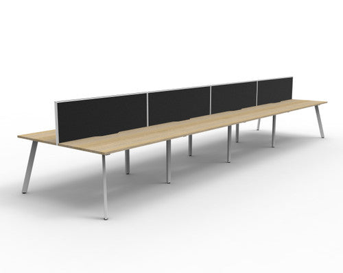 Rapidline Eternity Back to Back 8 Person Workstation 1200 x 750mm with Screen Natural Oak / White Satin