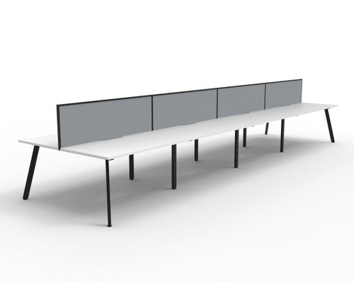 Rapidline Eternity Back to Back 8 Person Workstation 1500 x 750mm with Screen Natural White / Black Satin