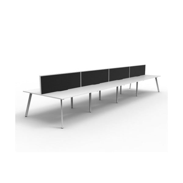 Rapidline Eternity Back to Back 8 Person Workstation 1500 x 750mm with Screen Natural White / White Satin