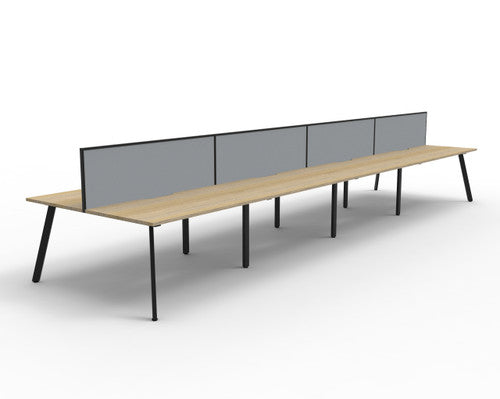Rapidline Eternity Back to Back 8 Person Workstation 1800 x 750mm with Screen Natural Oak / Black Satin