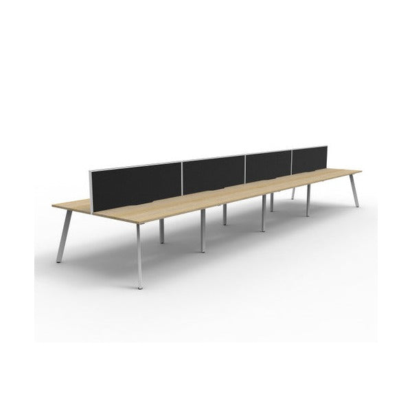 Rapidline Eternity Back to Back 8 Person Workstation 1800 x 750mm with Screen Natural Oak / White Satin