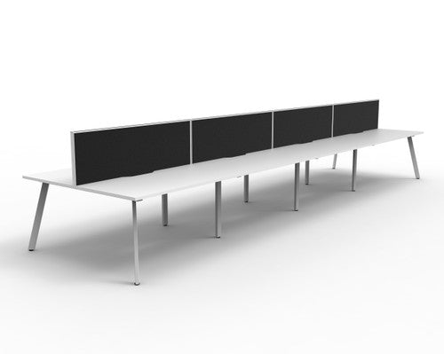 Rapidline Eternity Back to Back 8 Person Workstation 1800 x 750mm with Screen Natural White / White Satin