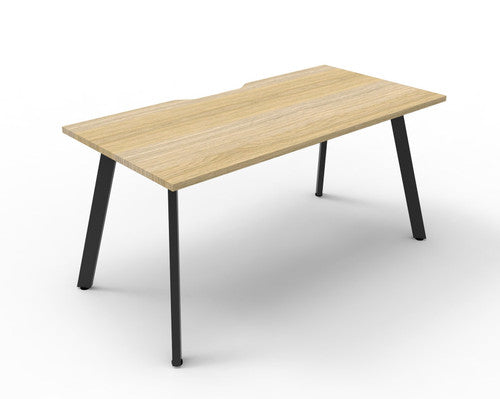 Rapidline Eternity Single Sided Workstation 1500 x 750mm Natural Oak / Black Satin