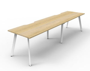 Rapidline Eternity Single Sided 2 Person Workstation 1500 x 750mm Natural Oak / White Satin