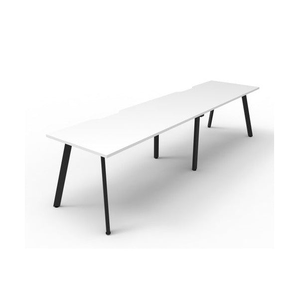 Rapidline Eternity Single Sided 2 Person Workstation 1500 x 750mm Natural White / Black Satin