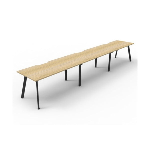 Rapidline Eternity Single Sided 3 Person Workstation 1500 x 750mm Natural Oak / Black Satin