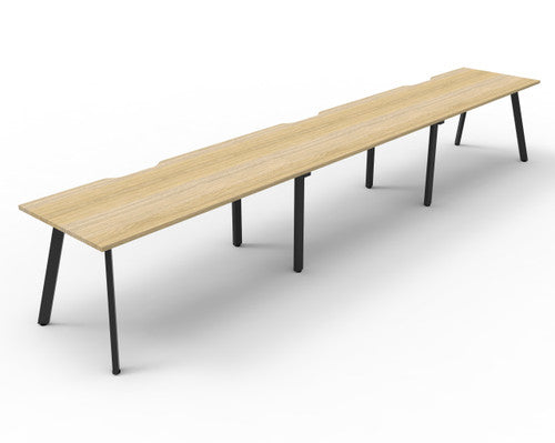 Rapidline Eternity Single Sided 3 Person Workstation 1800 x 750mm Natural Oak / Black Satin