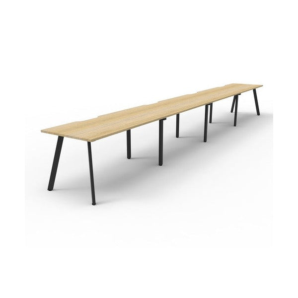 Rapidline Eternity Single Sided 4 Person Workstation 1200 x 750mm Natural Oak / Black Satin