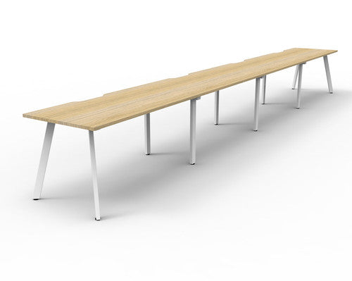 Rapidline Eternity Single Sided 4 Person Workstation 1200 x 750mm Natural Oak / White Satin
