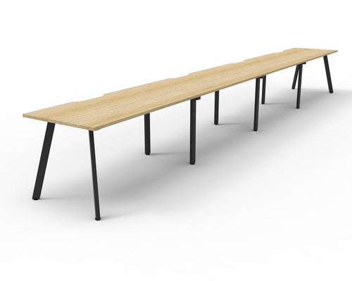 Rapidline Eternity Single Sided 4 Person Workstation 1500 x 750mm Natural Oak / Black Satin