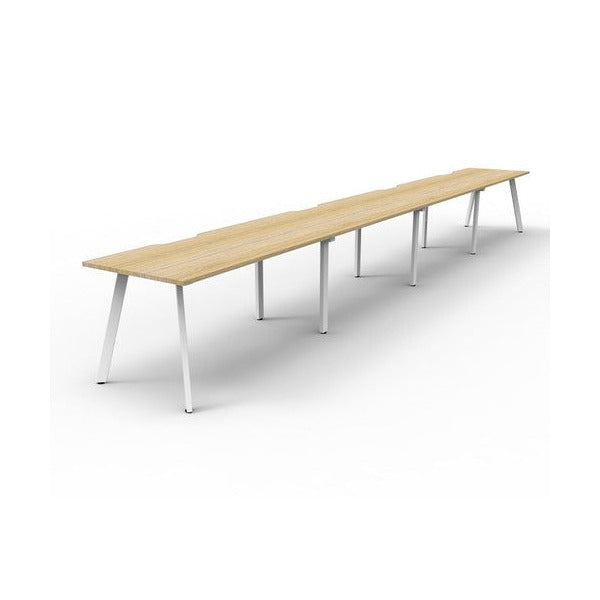 Rapidline Eternity Single Sided 4 Person Workstation 1500 x 750mm Natural Oak / White Satin