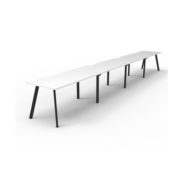 Rapidline Eternity Single Sided 4 Person Workstation 1500 x 750mm Natural White / Black Satin