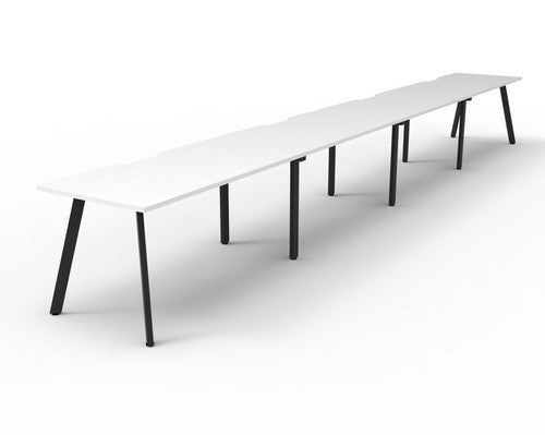 Rapidline Eternity Single Sided 4 Person Workstation 1800 x 750mm Natural White / Black Satin