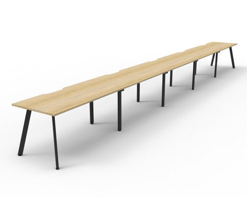 Rapidline Eternity Single Sided 5 Person Workstation 1200 x 750mm Natural Oak / Black Satin