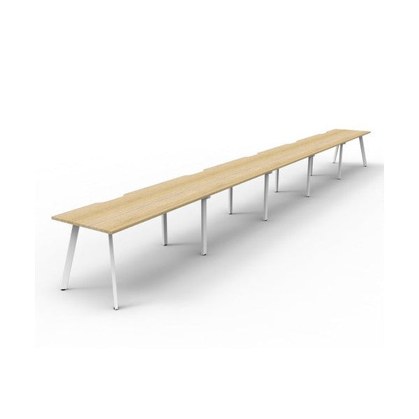 Rapidline Eternity Single Sided 5 Person Workstation 1500 x 750mm Natural Oak / White Satin