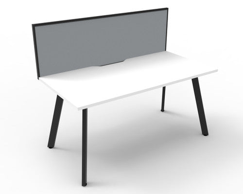Rapidline Eternity Single Sided Workstation 1200 x 750mm with Screen Natural White / Black Satin