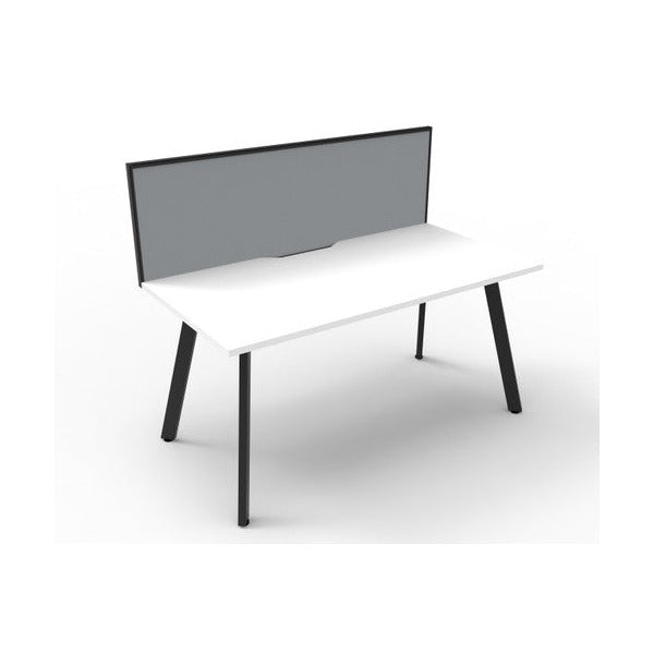 Rapidline Eternity Single Sided Workstation 1800 x 750mm with Screen Natural White / Black Satin