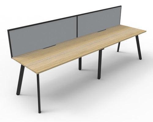 Rapidline Eternity Single Sided 2 Person Workstation 1200 x 750mm with Screen Natural Oak / Black Satin