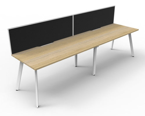 Rapidline Eternity Single Sided 2 Person Workstation 1200 x 750mm with Screen Natural Oak / White Satin
