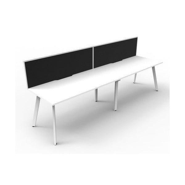 Rapidline Eternity Single Sided 2 Person Workstation 1500 x 750mm with Screen Natural White / White Satin