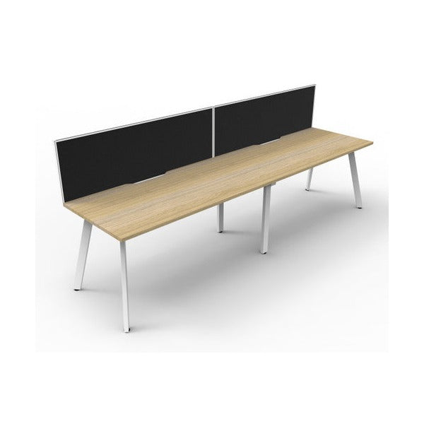 Rapidline Eternity Single Sided 2 Person Workstation 1800 x 750mm with Screen Natural Oak / White Satin