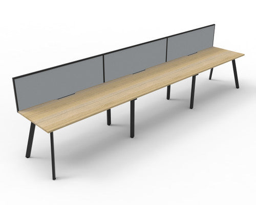 Rapidline Eternity Single Sided 3 Person Workstation 1500 x 750mm with Screen Natural Oak / Black Satin