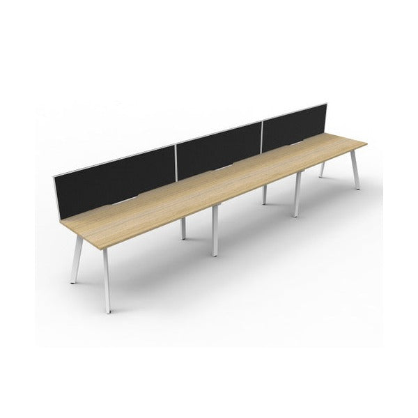 Rapidline Eternity Single Sided 3 Person Workstation 1500 x 750mm with Screen Natural Oak / White Satin