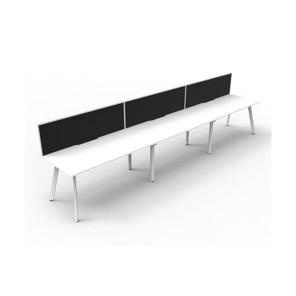 Rapidline Eternity Single Sided 3 Person Workstation 1500 x 750mm with Screen Natural White / White Satin