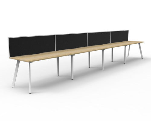 Rapidline Eternity Single Sided 4 Person Workstation 1200 x 750mm with Screen Natural Oak / White Satin