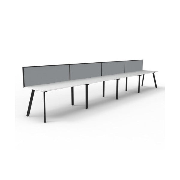 Rapidline Eternity Single Sided 4 Person Workstation 1200 x 750mm with Screen Natural White / Black Satin