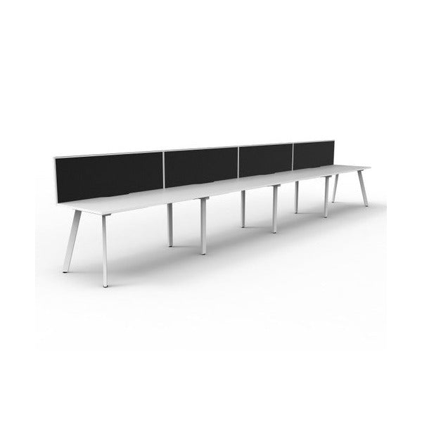 Rapidline Eternity Single Sided 4 Person Workstation 1200 x 750mm with Screen Natural White / White Satin